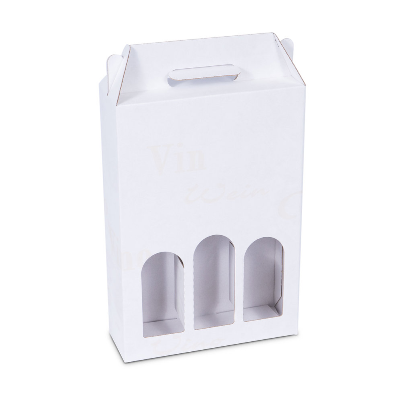 Emballage cadeau en carton pour 3 bouteilles blanc