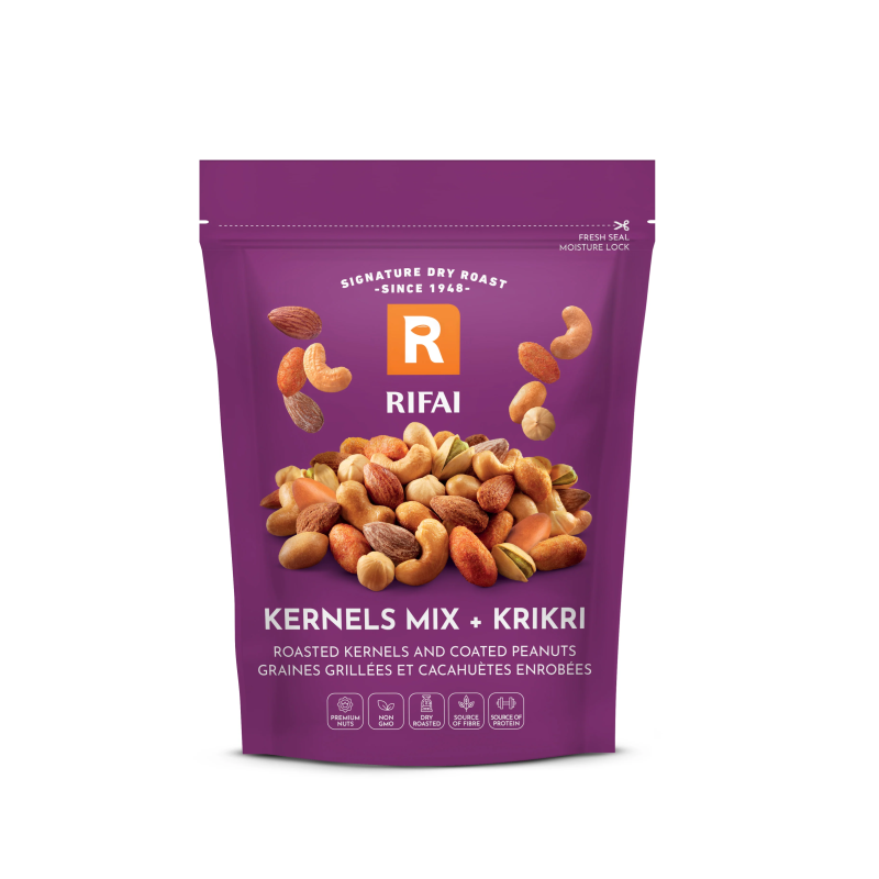 Snack, Mélange de fruits à coques secs grillés et salés, sachet ziploc 300g, Al-Rifai