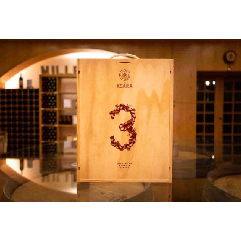 Emballage cadeau, boîte en bois Ksara pour 3 bouteilles