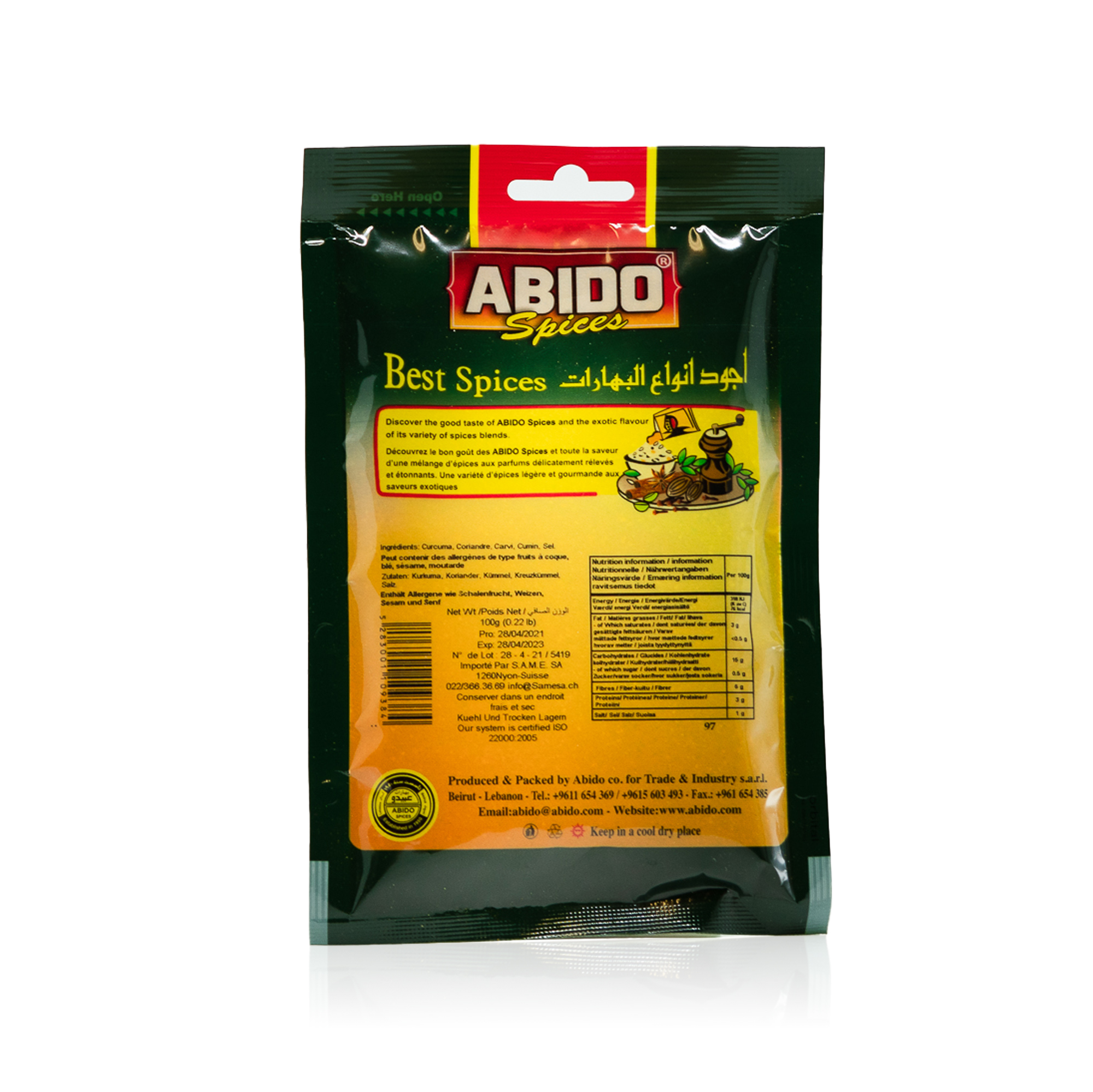 Ras el Hanout jaune sachet 100g Abido